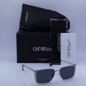 Off-White OERI121 YODER 7207 Rectangle Sunglasses – Silver/Dark Grey